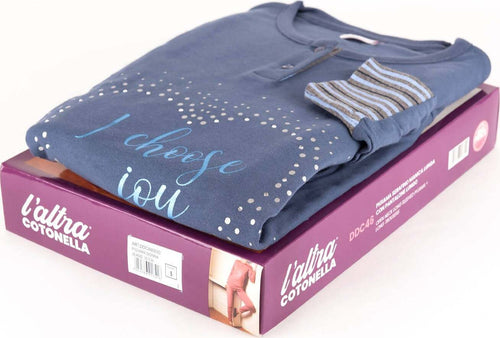 Pigiama Donna L'altra Cotonella Interlok Pigiama Due Pezzi Made in Italy Con Scritta E Cuore Art. Ddc460000 Moda/Donna/Abbigliamento/Abbigliamento da notte lingerie e intimo/Pigiami e camicie da notte/Pigiami due pezzi L’Orchidea - Siderno, Commerciovirtuoso.it