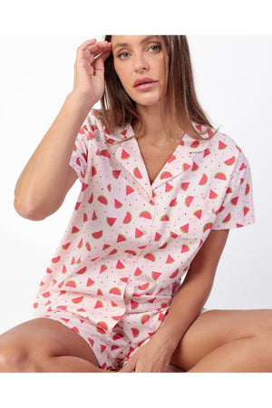 Pigiama Donna Admas 64052 Watermelon Primavera/Estate in Cotone Rosa