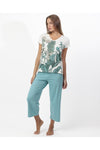 Pigiama Donna Admas 64054 Garden Aqua Primavera/Estate con Pantaloni Palazzo