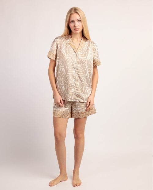 Pigiama Donna Admas Luxury 64101 Luxe Leaves Primavera/Estate in Raso con Pantaloncino