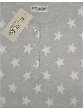 Pigiama Due Pezzi Donna In Felpa 100 Sbadigli Pigiama Girocollo Maglia Con Polsini E Pantalone A Polsini Fantasia Stelle 3 Bottoni Grigio O Rosa Art.2012