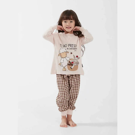 Pigiama Primavera/Estate bimba Happy People Castagna 2 anni 100% Cotone