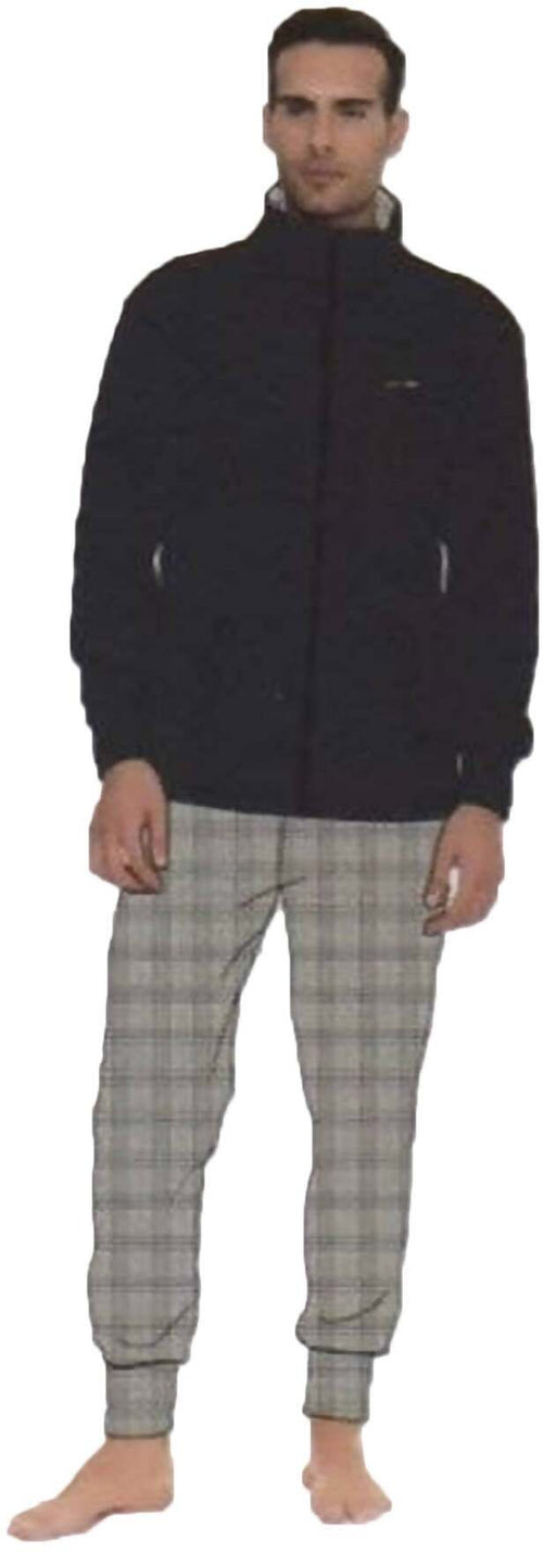 Pigiama Uomo In Pile You&me Art.261 In Pile Con Zip A Due Pezzi Blue Navy/grey Melange E Grey Melang/blue Navy Invernale Traspirante E Confortevole