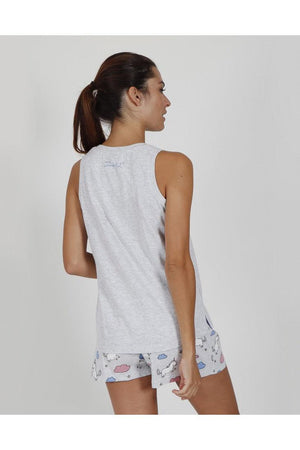 Mr Wonderful Pigiama da Donna Modello Corto con Canottiera Fantasia Unicorno 55721 S20 - Passarelli Biancheria