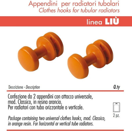 Pika Shop Appendini per Termoarredo Modello Liu' Arancione Confezione da 2 Pezzi Casa e cucina/Bagno/Mobili da bagno/Portasciugamani/Ganci portasciugamani Ogomondo - Martina Franca, Commerciovirtuoso.it