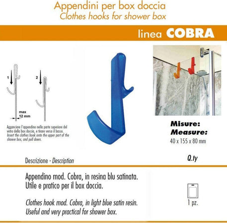 Pika Shop Appendino per Box Doccia Modello Cobra Azzurro Casa e cucina/Bagno/Mobili da bagno/Portasciugamani/Ganci portasciugamani Ogomondo - Martina Franca, Commerciovirtuoso.it