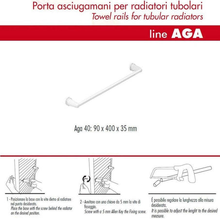 Pika Shop Portasalviette per Termoarredo Modello Aga Bianco 40 cm Casa e cucina/Bagno/Mobili da bagno/Portasciugamani/Portasciugamani da parete Ogomondo - Martina Franca, Commerciovirtuoso.it