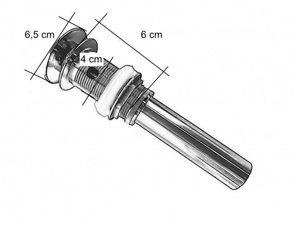 Piletta clip clap effetto acciaio inox satinato con troppo pieno
