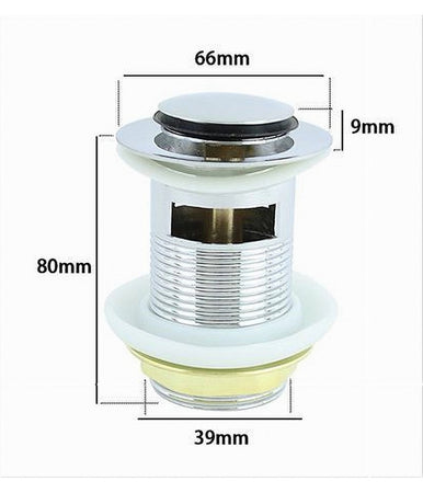 Piletta Di Scarico Universale 1/4" Lavandino Pop-up Tappo A Pressione 85mm 59600