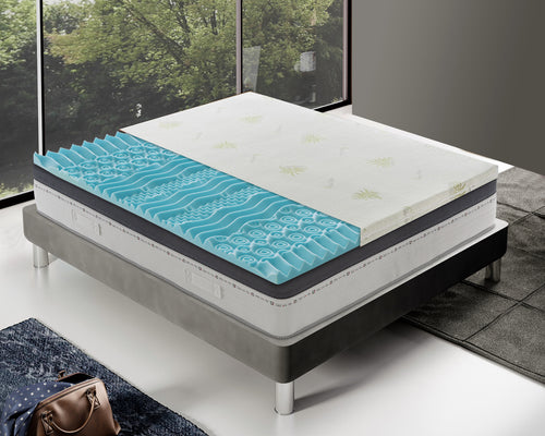 Topper in memory foam 5 cm con rivestimento in aloe vera sfoderabile - 9 Zone di Comfort