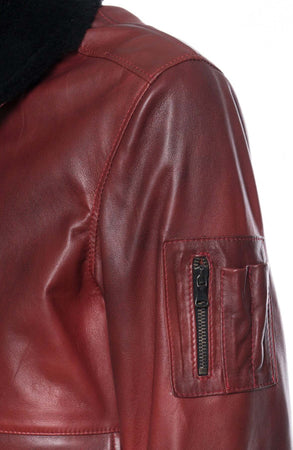 Pilota---Bomber-Uomo-Bordeaux-in-vera-pelle-con-collo-Shearling