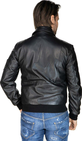 Pilota---Bomber-Uomo-Nero-in-vera-pelle