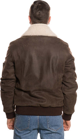 Pilota---Bomber-Uomo-Testa-di-Moro-Nabuk-in-vera-pelle-con-collo-in-vero-Shearling