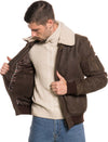 Pilota---Bomber-Uomo-Testa-di-Moro-Nabuk-in-vera-pelle-con-collo-in-vero-Shearling