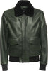 Pilota---Bomber-Uomo-Verde-in-vera-pelle-con-collo-in-vero-montone-nero