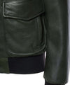 Pilota---Bomber-Uomo-Verde-in-vera-pelle-con-collo-in-vero-montone-nero