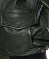 Pilota---Bomber-Uomo-Verde-in-vera-pelle-con-collo-in-vero-montone-nero