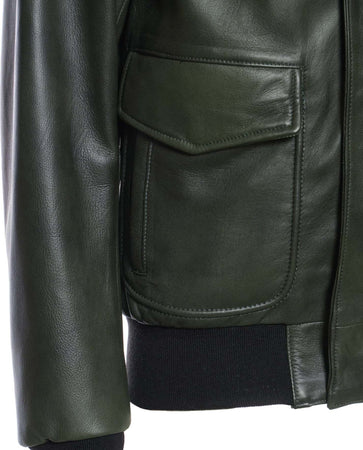 Pilota---Bomber-Uomo-Verde-in-vera-pelle