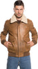 Pilota-Aviatore---Bomber-Uomo-Cuoio-in-vera-pelle-con-Stemmi-e-collo-in-vero-montone-Beige