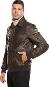 Pilota-Aviatore---Bomber-Uomo-Testa-di-Moro-in-vera-pelle-con-Stemmi