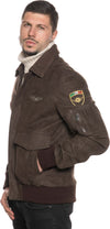 Pilota-Aviatore---Bomber-Uomo-Testa-di-Moro-in-vera-pelle-Nabuk-con-Stemmi