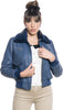 Pilota-Donna---Bomber-Donna-Blu-in-vera-pelle-con-collo-in-vero-montone-Blu
