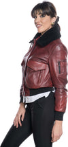 Pilota-Donna---Bomber-Donna-Bordeaux-in-vera-pelle-con-collo-in-vero-montone-cuoio