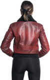 Pilota-Donna---Bomber-Donna-Bordeaux-in-vera-pelle-con-collo-in-vero-montone-cuoio
