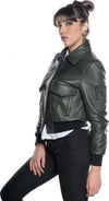 Pilota-Donna---Bomber-Donna-Verde-in-vera-pelle