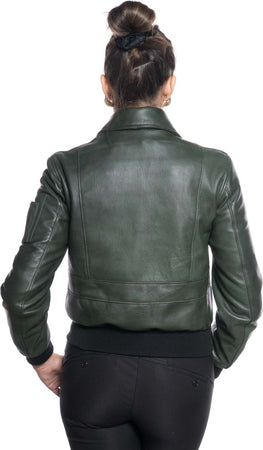 Pilota-Donna---Bomber-Donna-Verde-in-vera-pelle