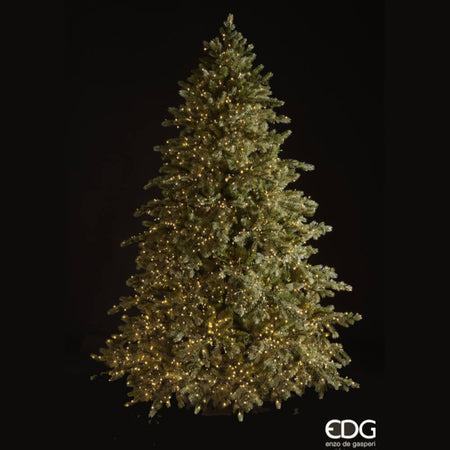 Albero di Natale "Pino Argentato" con mini LED integrati, in PE Effetto Real Touch