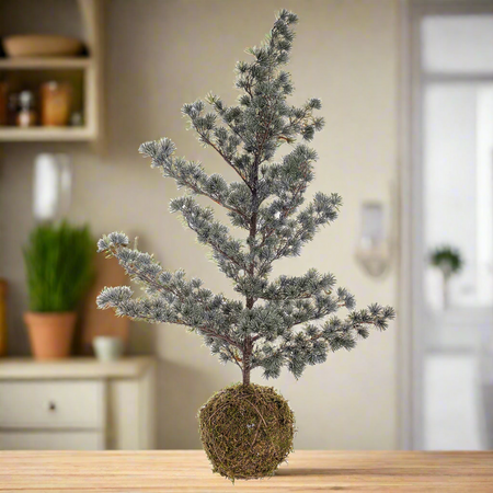 Pino di Natale "Kokedama" ghiacciato decorazione natalizia h 115 cm