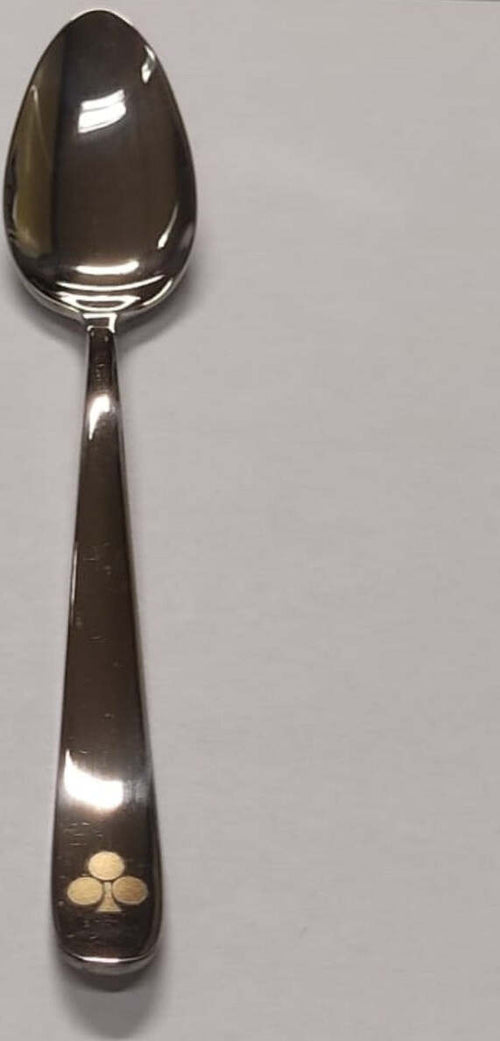 PINTINOX---CONFEZIONE-12-PEZZI---CUCCHIAINO-DA-MOKA-CON-TRIFOGLIO-ORO-11CM---IN-ACCIAIO-INOSSIDABILE