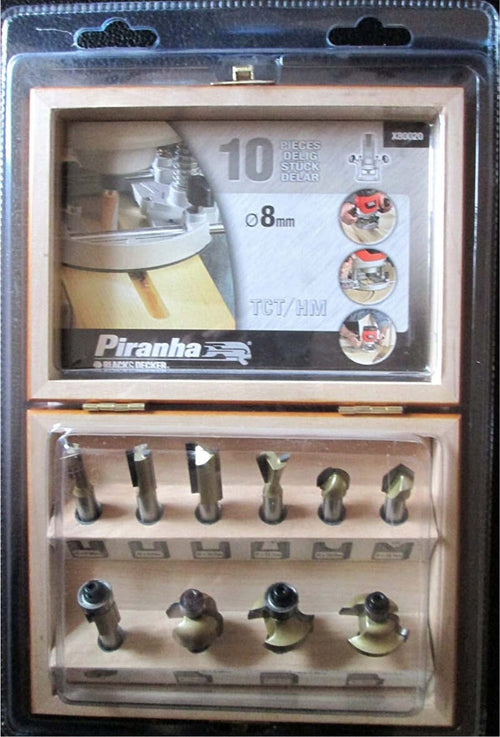 PIRANHA---BLACK&DECKER---SET-10-FRESE-TCT-PER-FRESATRICE-CODOLO-8MM