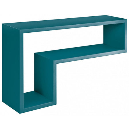 Mensole da Muro a Cubo, in legno, design lettera "L" (Blu Baltico)