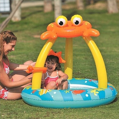 Piscina-Gonfiabile-Con-Parasole-100x95cm-Forma-Granchio-Per-Bambini-Da-Giardino