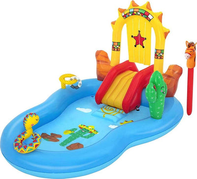 Piscina-Gonfiabile-Playcenter-Selvaggio-West-Bambini-264x188-con-Scivolo-Doccia