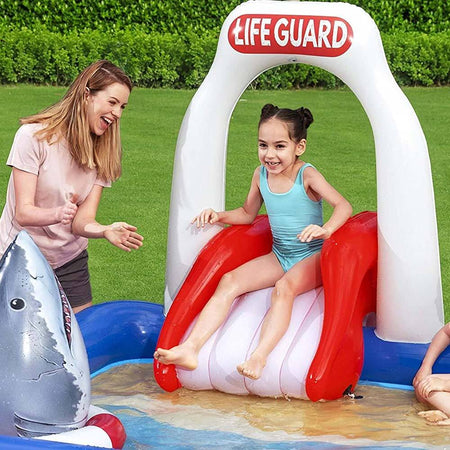 Piscina-Gonfiabile-Playcenter-Torre-Lifeguard-Bambini-234x203-con-Scivolo-Doccia
