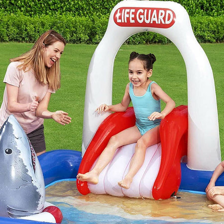 Piscina-Gonfiabile-Playcenter-Torre-Lifeguard-Bambini-234x203-con-Scivolo-Doccia