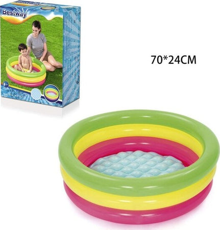 Piscina-Gonfiabile-Tonda-Summer-Piscinetta-Per-Bambini-A-3-Anelli-70x24cm-51128