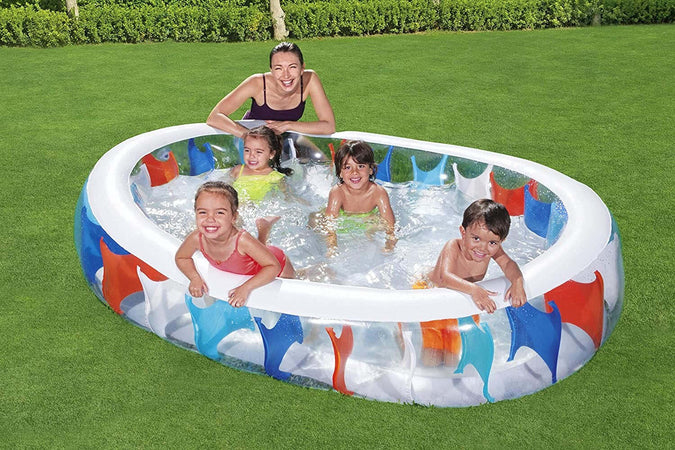 Piscina Ovale Gonfiabile 229x152x51 Cm Bordi Spessi Per Famiglia Bambini Estate Giocattoli e infanzia > Piscine > Piscine Gonfiabili Trade Shop italia - Napoli, Commerciovirtuoso.it