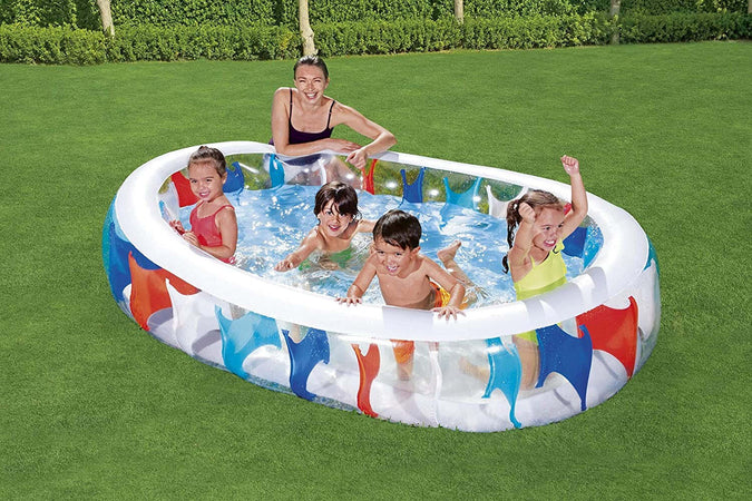 Piscina Ovale Gonfiabile 229x152x51 Cm Bordi Spessi Per Famiglia Bambini Estate Giocattoli e infanzia > Piscine > Piscine Gonfiabili Trade Shop italia - Napoli, Commerciovirtuoso.it
