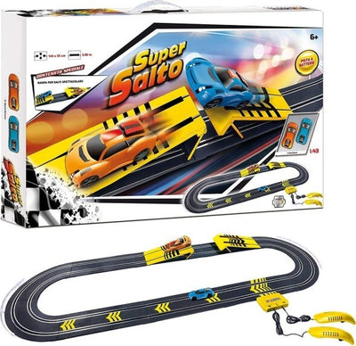 Pista-Macchinine-Super-Salto-Con-2-Macchinine-Giocattolo-Bambini