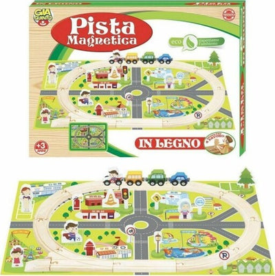 Pista-Magnetica-In-Legno-Percorso-Macchinine-Giocattolo-Gioco-Per-Bambini-+3anni