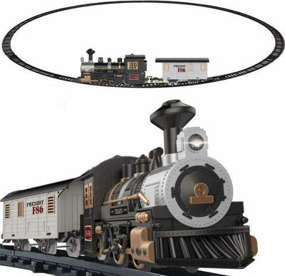 Pista-Trenino-Giocattolo-Bambini-Treno-Locomotiva-Con-Luce-E-Suoni-Vagone-Merci