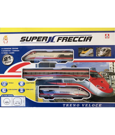 Pista Treno Trenino 21 Pezzi Con Binari Super Freccia Carrozza Con Suoni E Luci