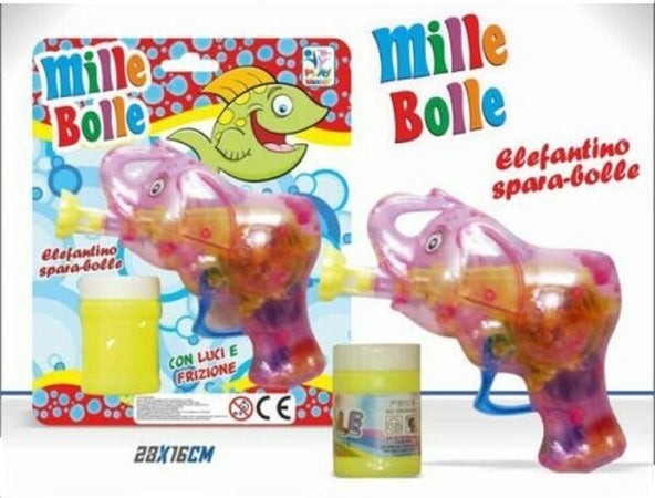 Pistola-Bolle-Di-Sapone-Elefantino-Giocattolo-Gioco-Bambini-Sparabolle-+-Flacone