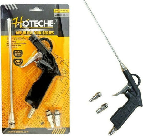 Pistola-Per-Compressore-Soffiaggio-Aria-Con-Accessori-Beccuccio-Lungo-200mm