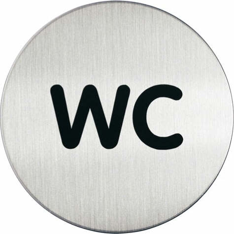 Pittogramma adesivo - WC - acciaio - diametro 8.3 cm - Durable Fai da te/Ferramenta/Numeri civici targhe e cartelli/Targhe per il nome Eurocartuccia - Pavullo, Commerciovirtuoso.it