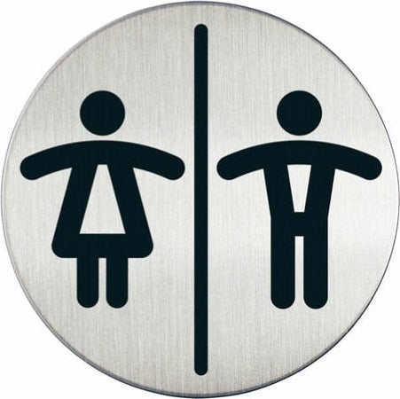 Pittogramma adesivo - WC donne-uomini - acciaio - diametro 8 3 cm - Durable Fai da te/Ferramenta/Numeri civici targhe e cartelli/Targhe per il nome Eurocartuccia - Pavullo, Commerciovirtuoso.it